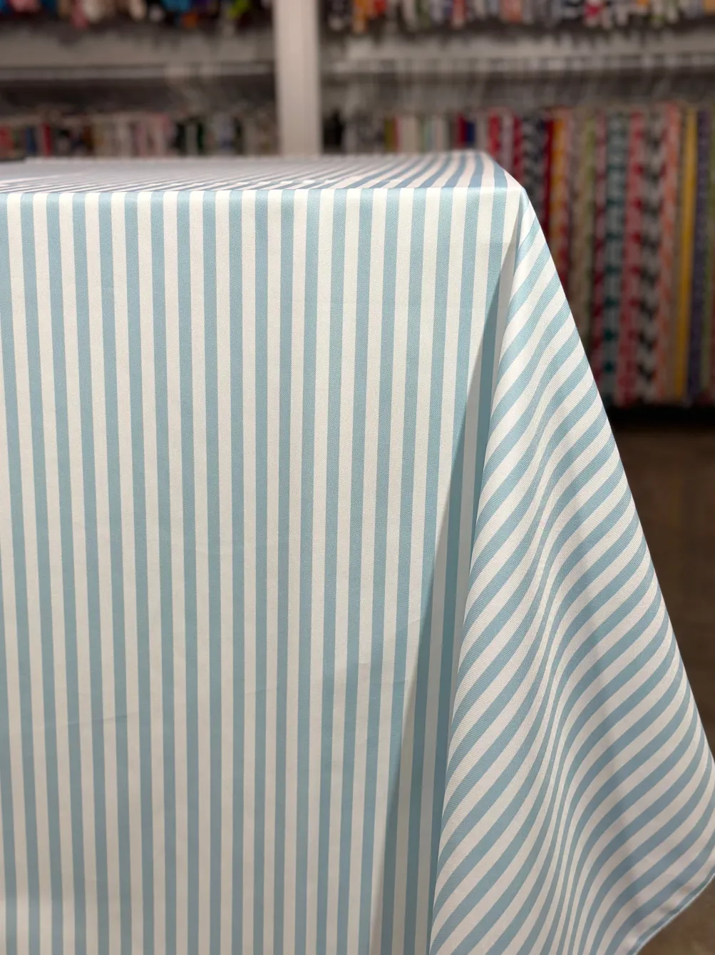 Seersucker (Poly Print) Table Linen in Lt Blue
