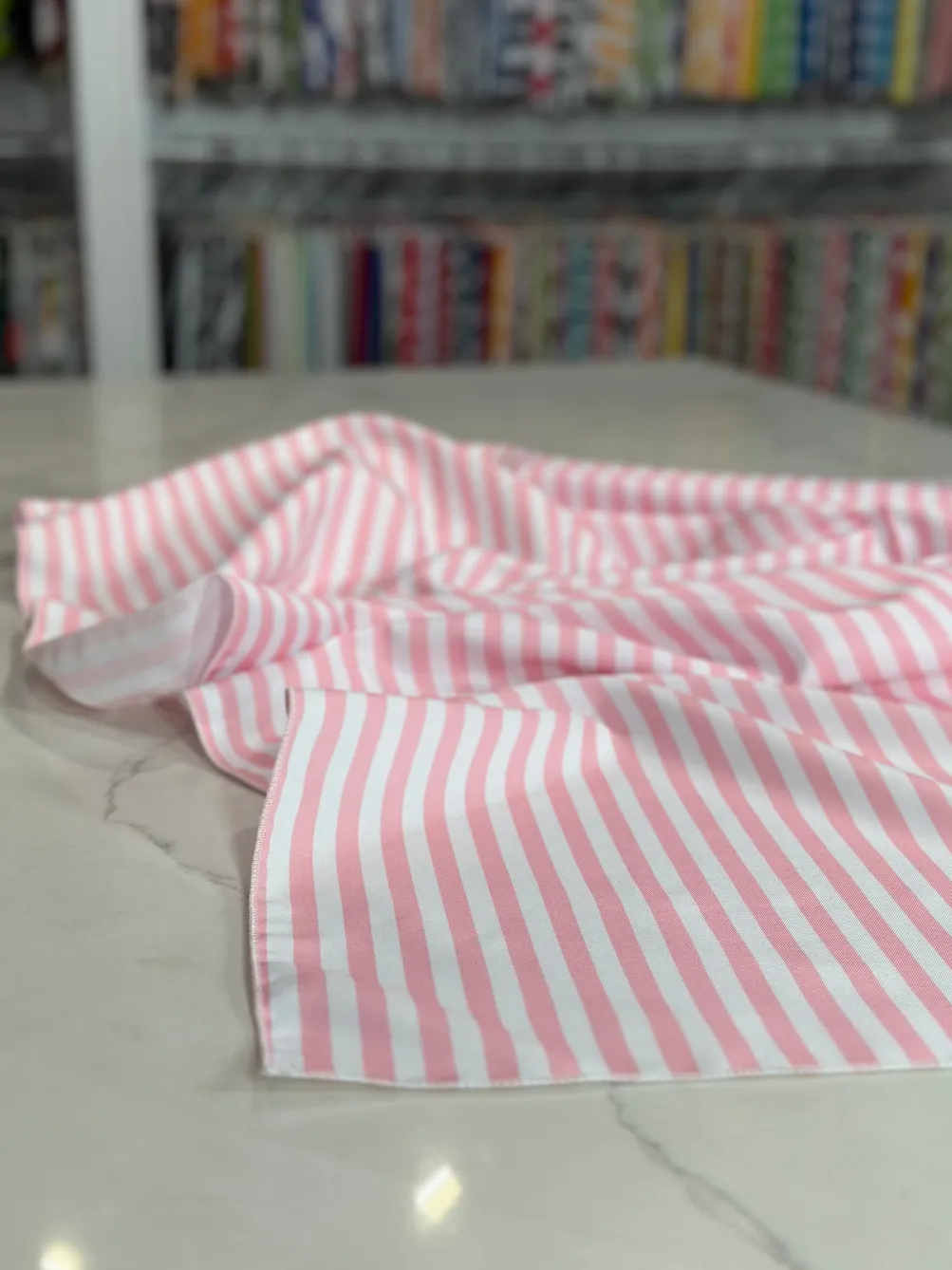 Seersucker (Poly Print) Table Linen in Pink