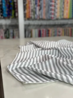 Seersucker (Poly Print) Table Linen in Silver