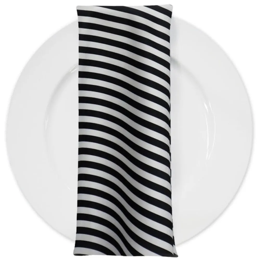 Seersucker (Poly Print) Table Napkin in Black