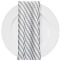 Seersucker (Poly Print) Table Napkin in Silver
