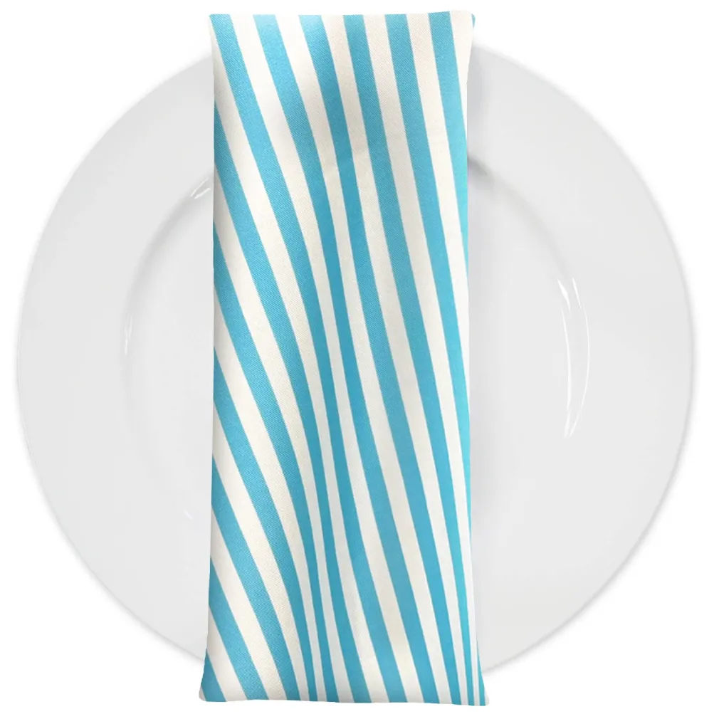 Seersucker (Poly Print) Table Napkin in Turquoise