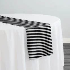 Seersucker (Poly Print) Table Runner in Black