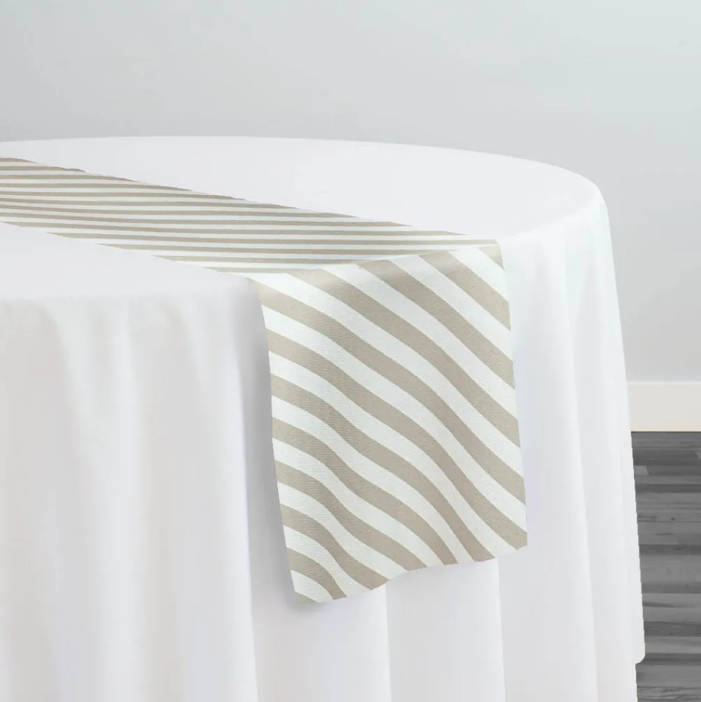 Seersucker (Poly Print) Table Runner in Taupe