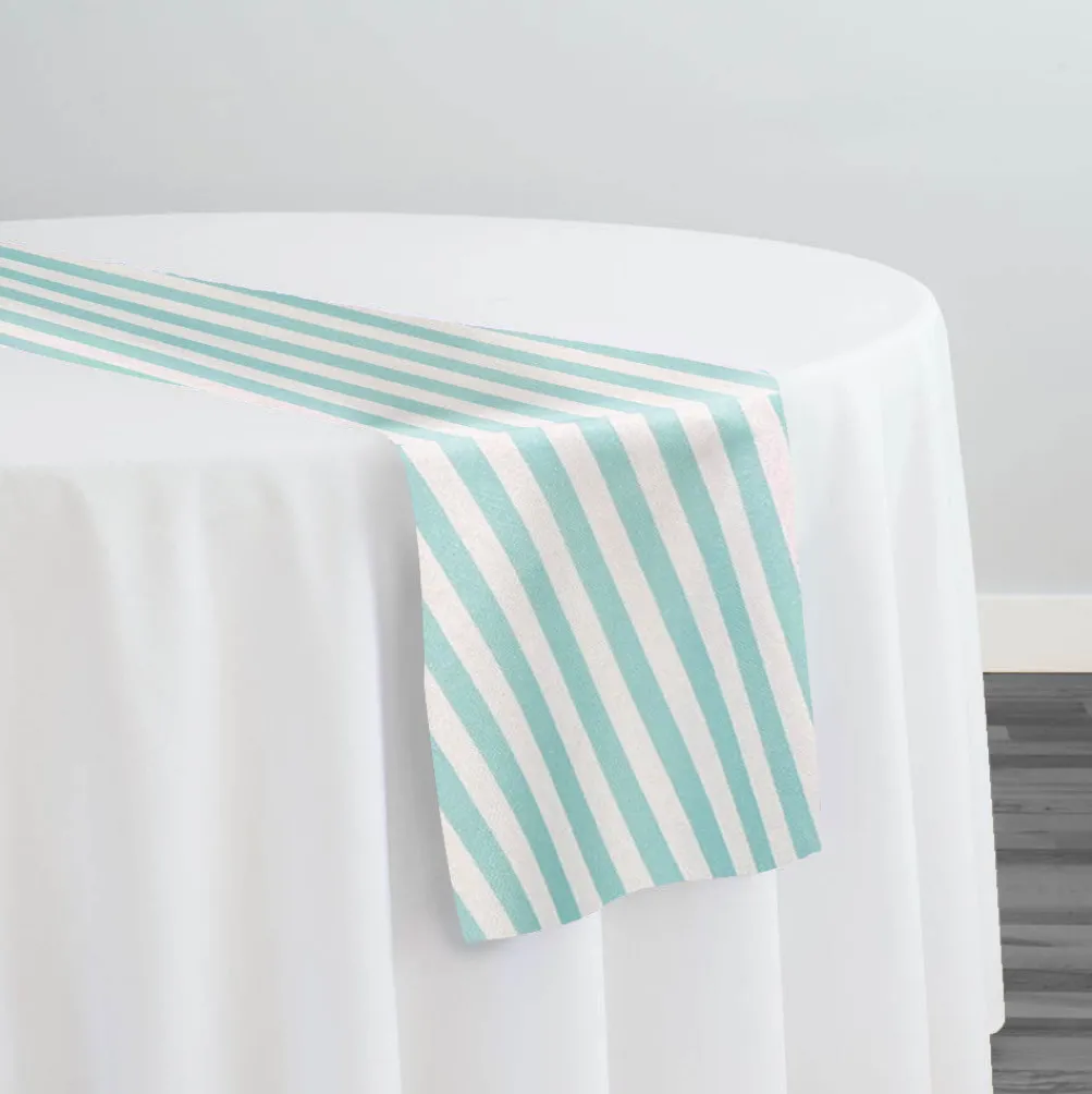 Seersucker (Poly Print) Table Runner in Teal Green
