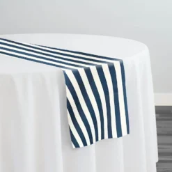 Seersucker (Poly Print) Table Runner in Navy