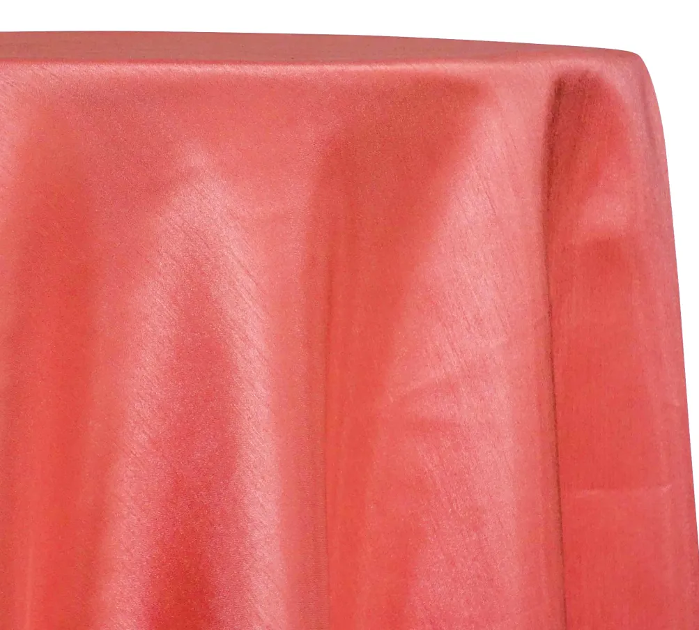 Shantung Satin (Reversible) Table Linen in Coral