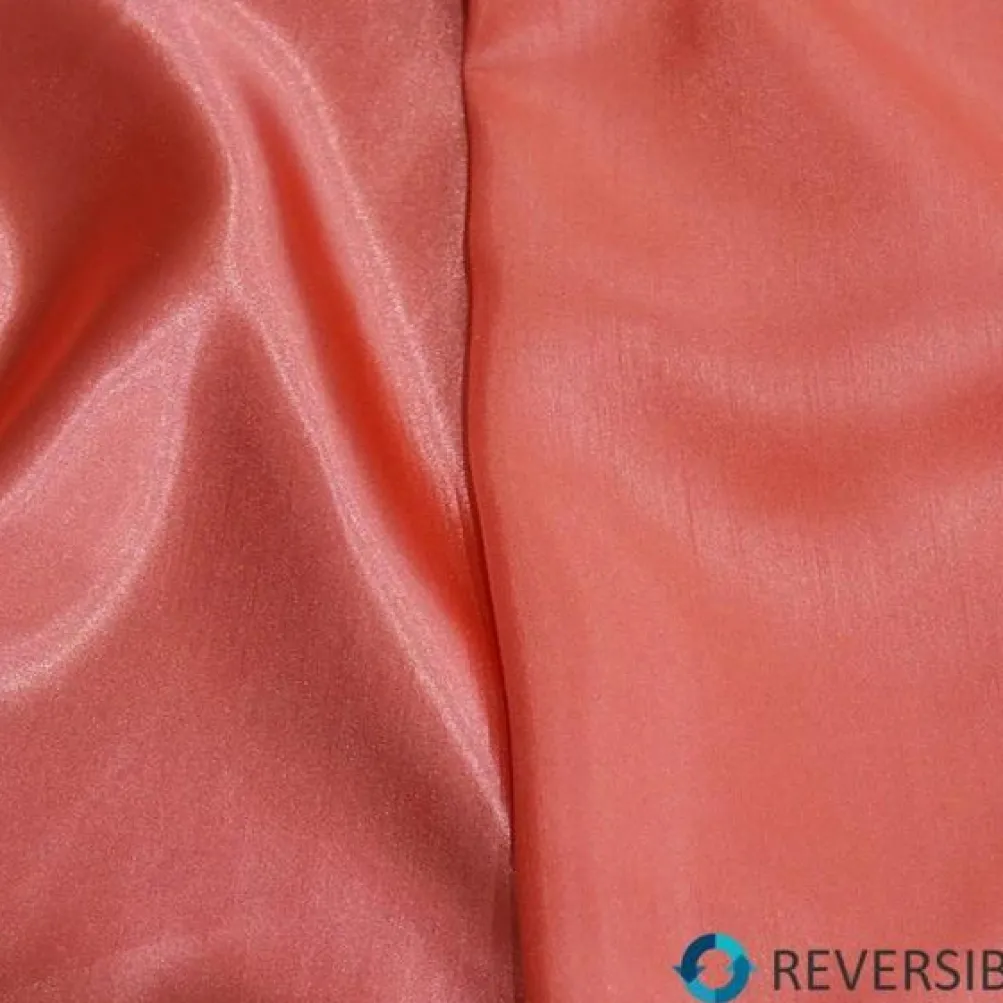 Shantung Satin (Reversible) Table Linen in Coral