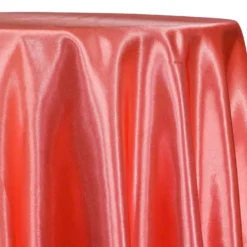 Shantung Satin (Reversible) Table Linen in Coral