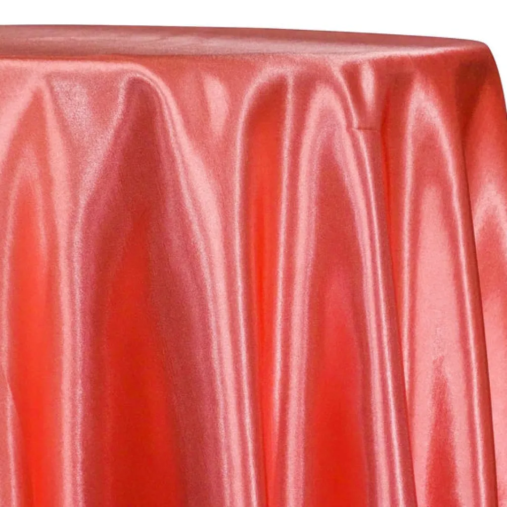Shantung Satin (Reversible) Table Linen in Coral