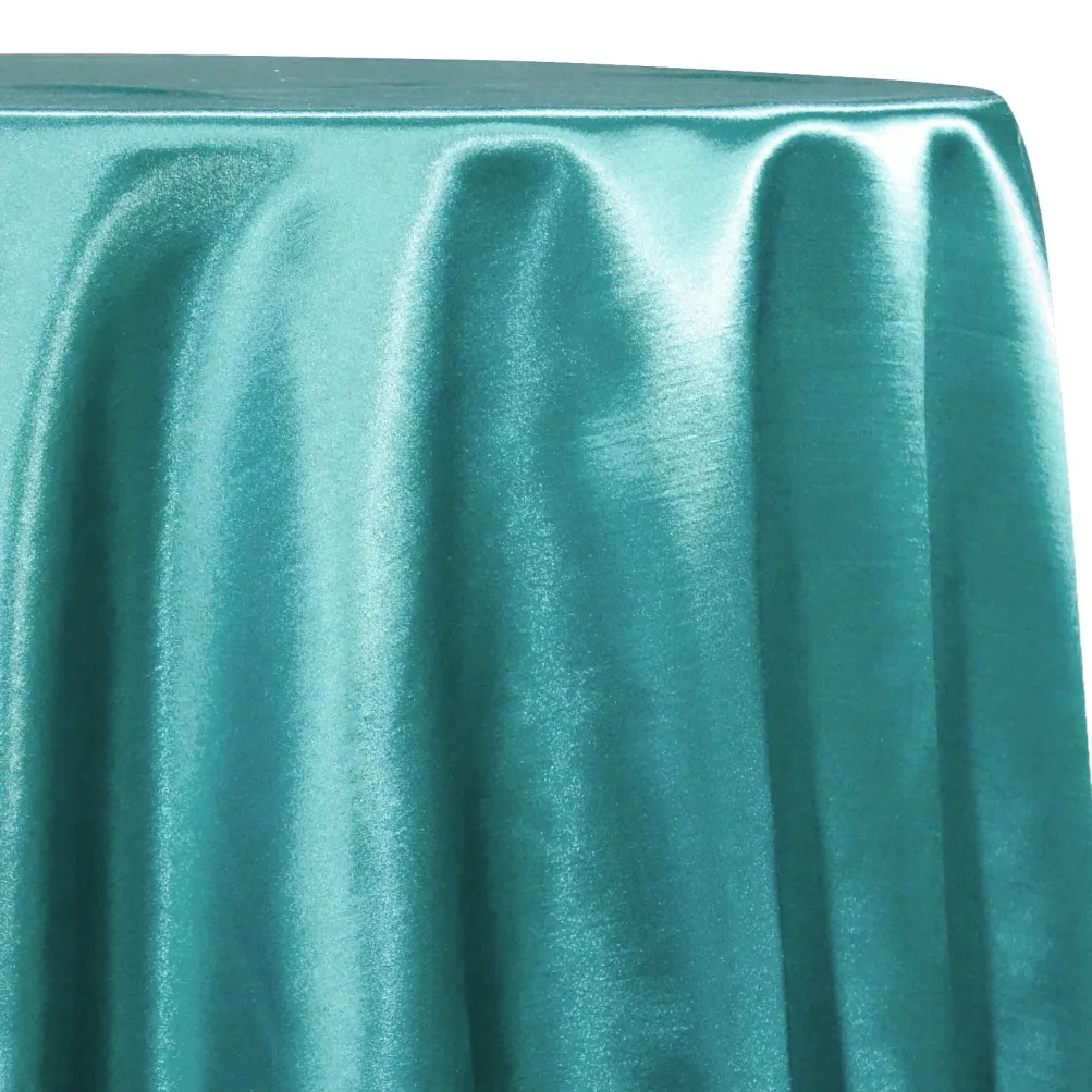 Shantung Satin (Reversible) Table Linen in Teal Green