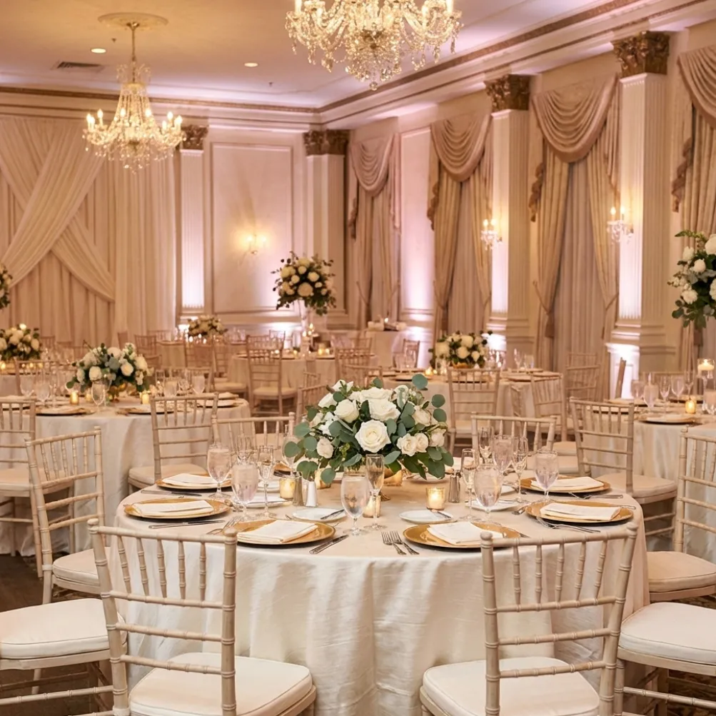 Shantung Satin (Reversible) Table Linen in Ivory
