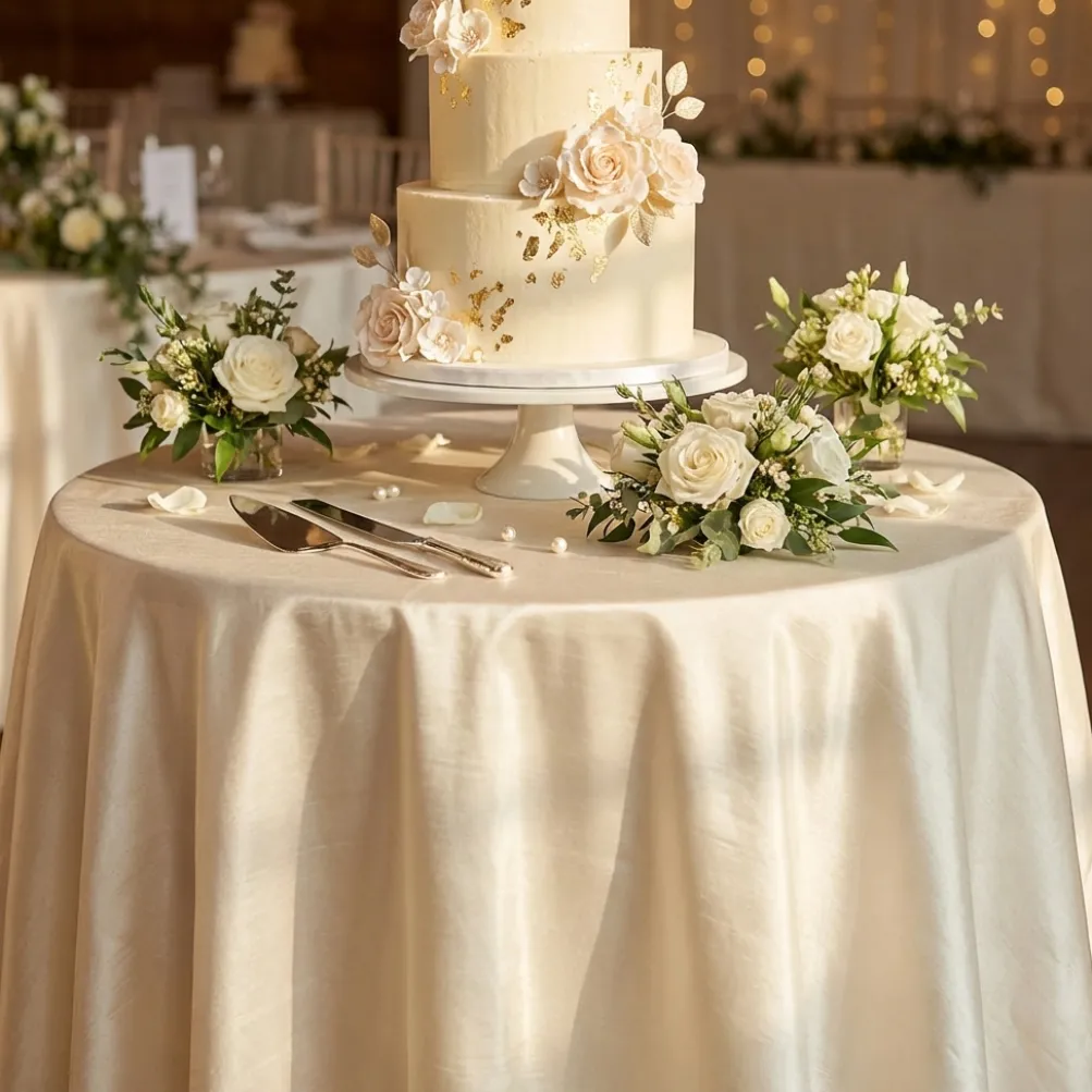 Shantung Satin (Reversible) Table Linen in Ivory