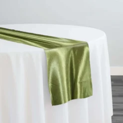 Shantung Satin (Reversible) Table Runner in Olive
