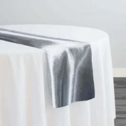Shantung Satin (Reversible) Table Runner in Silver