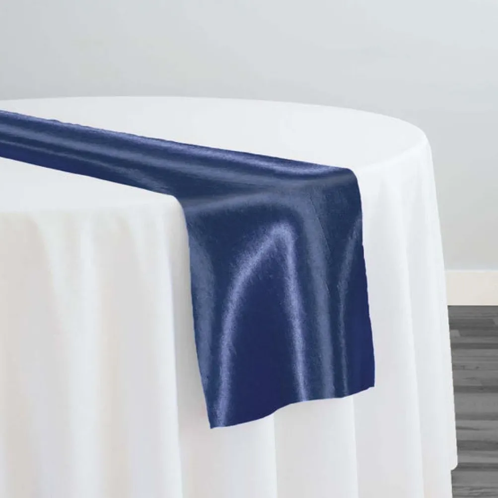 Shantung Satin (Reversible) Table Runner in Navy
