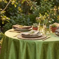 Shantung Satin (Reversible) Table Linen in Willow Green