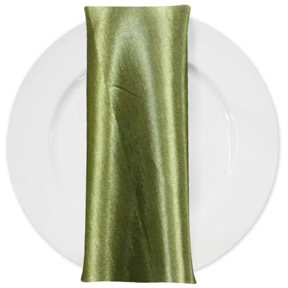 Shantung Satin (Reversible) Table Napkin in Olive