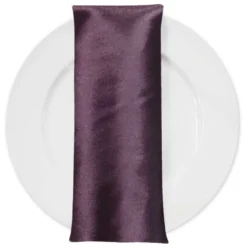 Shantung Satin (Reversible) Table Napkin in Eggplant