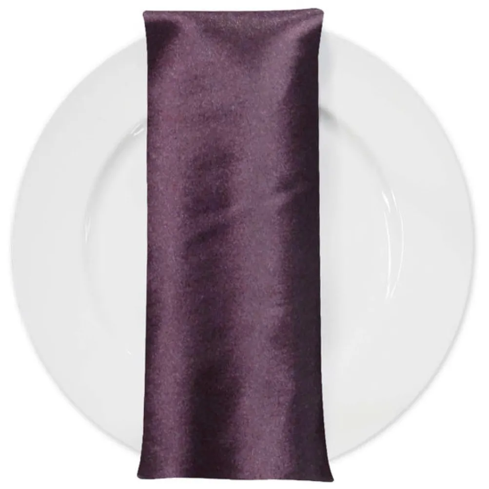 Shantung Satin (Reversible) Table Napkin in Eggplant