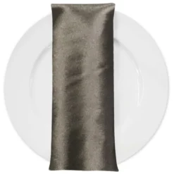 Shantung Satin (Reversible) Table Napkin in Charcoal