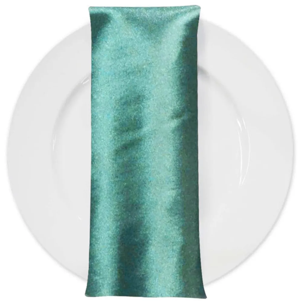 Shantung Satin (Reversible) Table Napkin in Teal Green