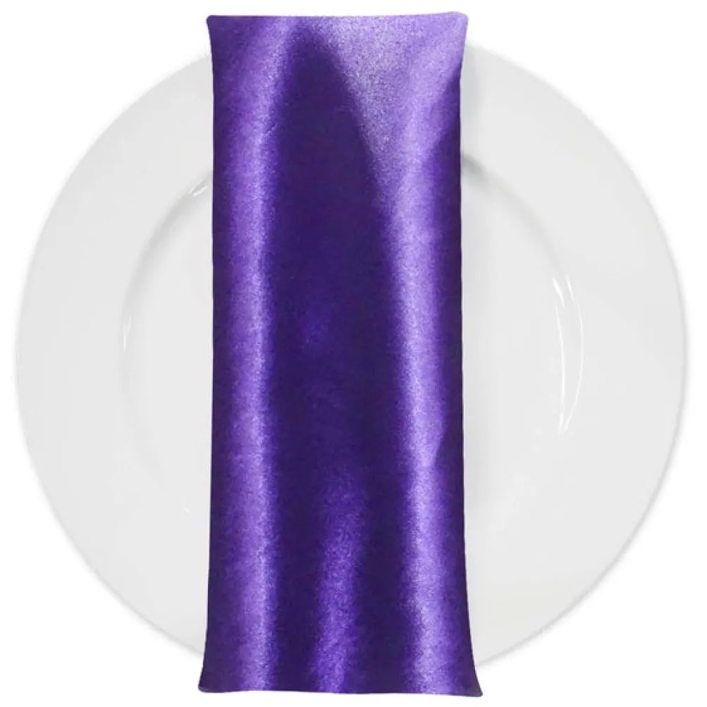 Shantung Satin (Reversible) Table Napkin in Purple