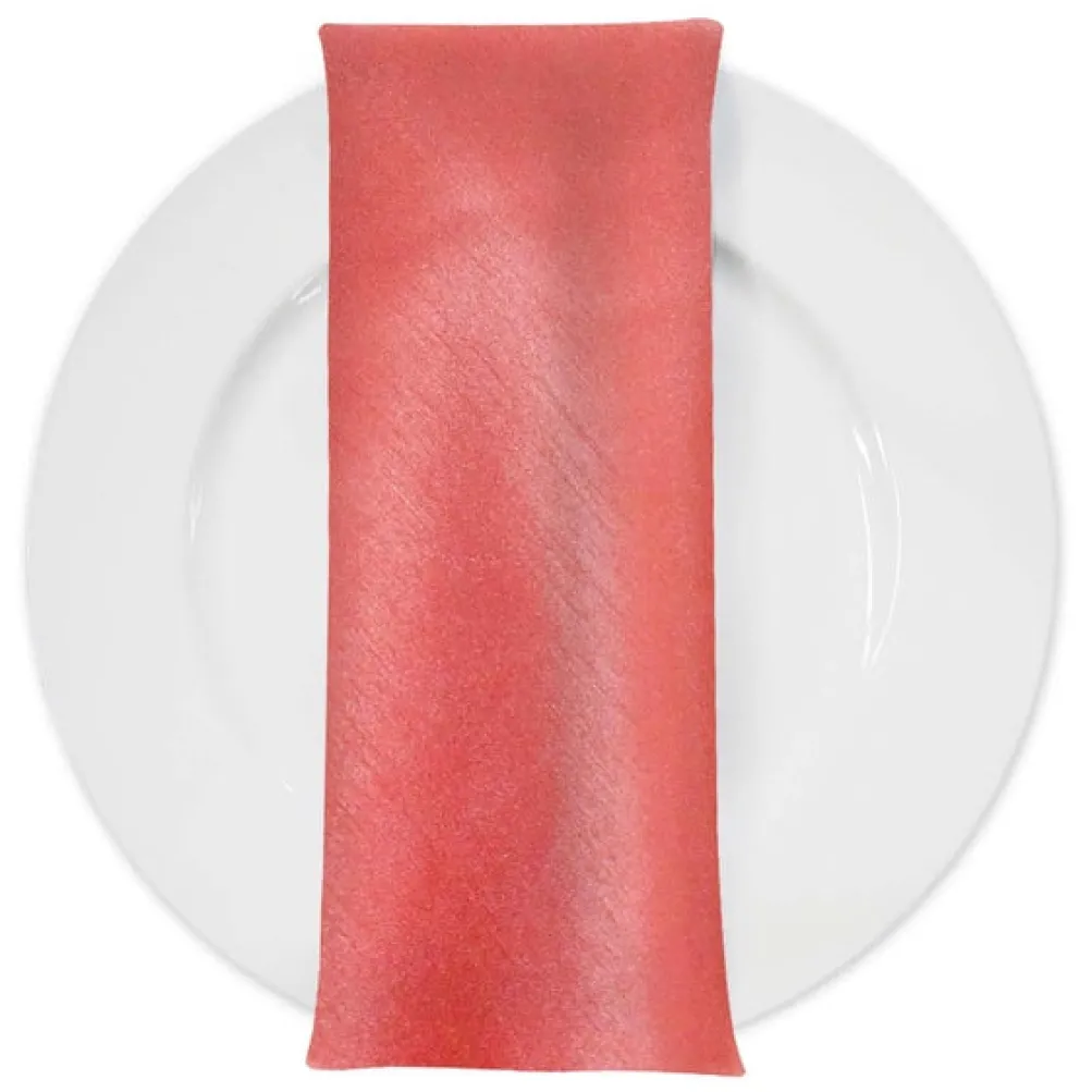 Shantung Satin (Reversible) Table Napkin in Coral