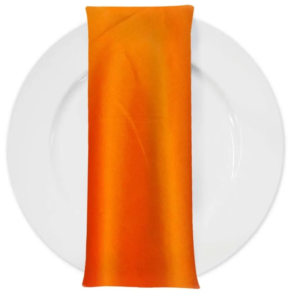 Shantung Satin (Reversible) Table Napkin in Orange