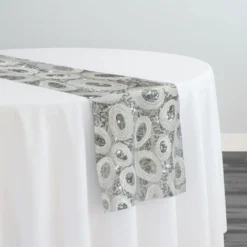 Sienna Design Table Runner in Silver White
