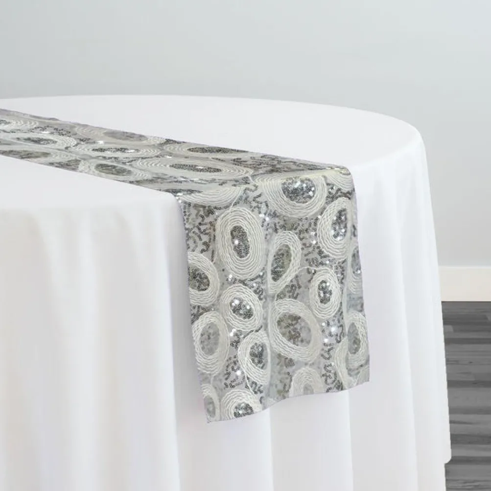 Sienna Design Table Runner in Silver White