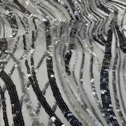 Skyfall Sequins Table Linen in Silver and White
