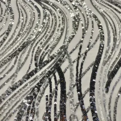 Skyfall Sequins Table Linen in Silver and White