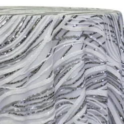 Skyfall Sequins Table Linen in Silver and White