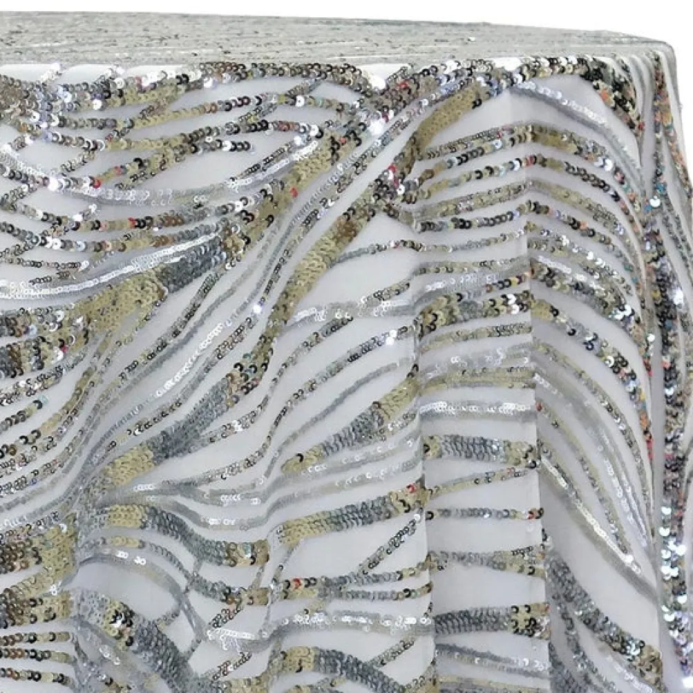 Skyfall Sequins Table Linen in Silver and Silver