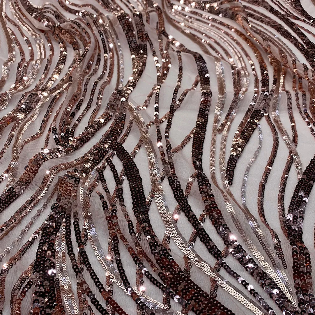 Skyfall Sequins Table Linen in Champagne and Blush