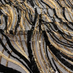 Skyfall Sequins Table Runner in Black and Gold