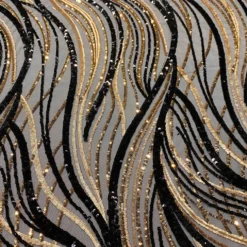 Skyfall Sequins Table Runner in Black and Gold