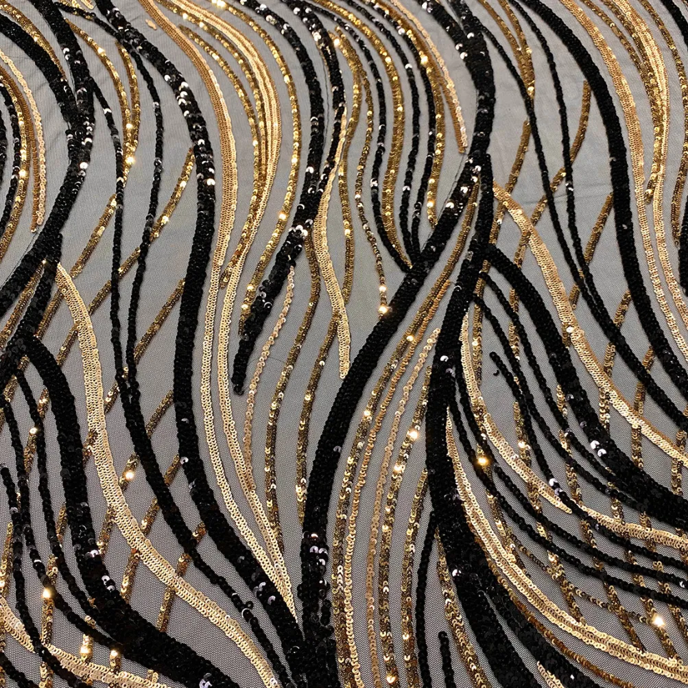 Skyfall Sequins Table Runner in Black and Gold