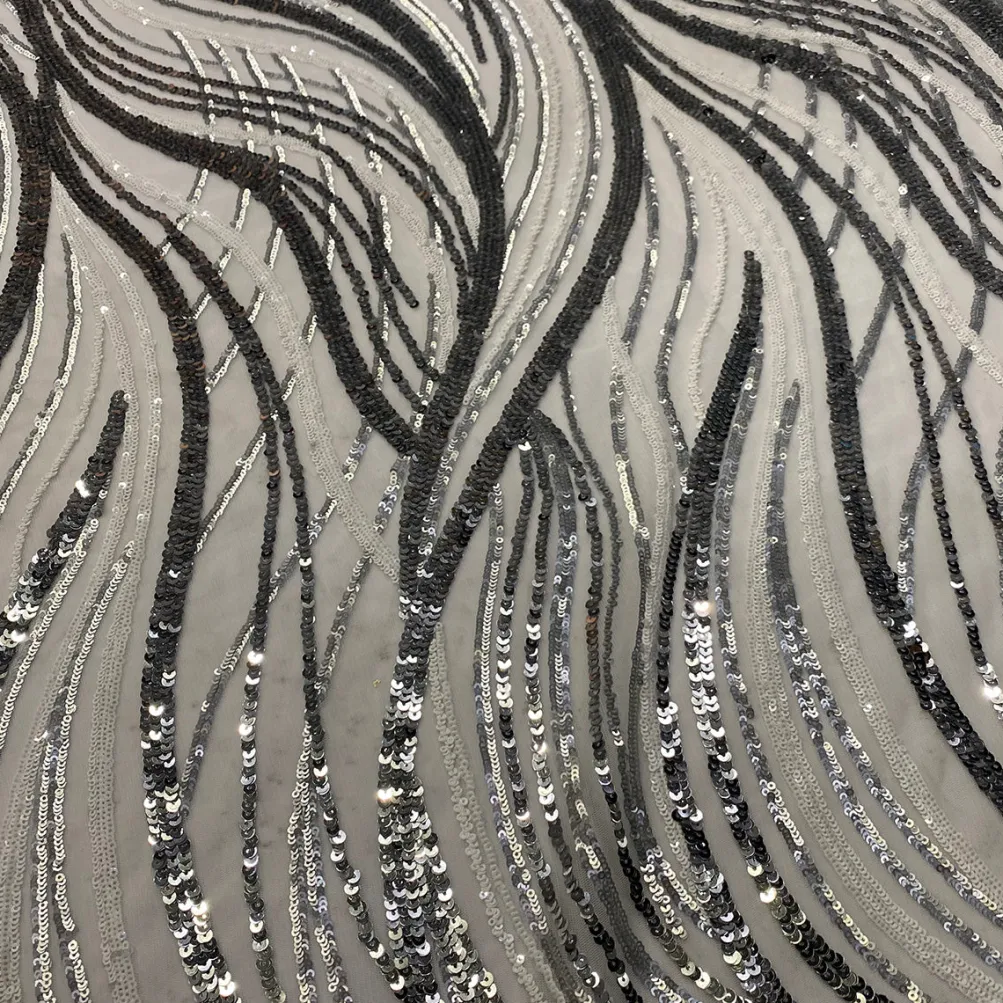 Skyfall Sequins Table Runner in Silver and Silver