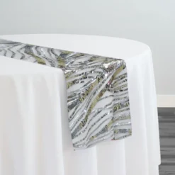 Skyfall Sequins Table Runner in Silver and Silver
