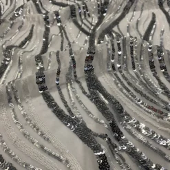 Skyfall Sequins Table Runner in Silver and Silver