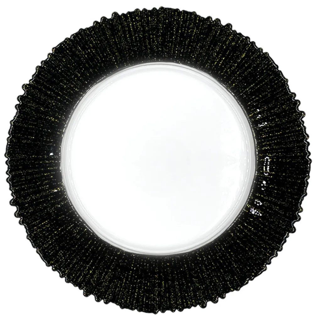 Solar - Glass Charger Plate in Black/Gold (Item # 0309-B)