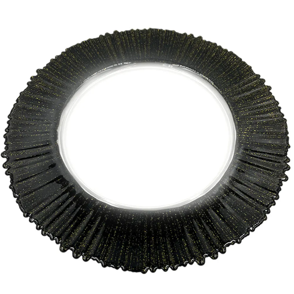 Solar - Glass Charger Plate in Black/Gold (Item # 0309-B)