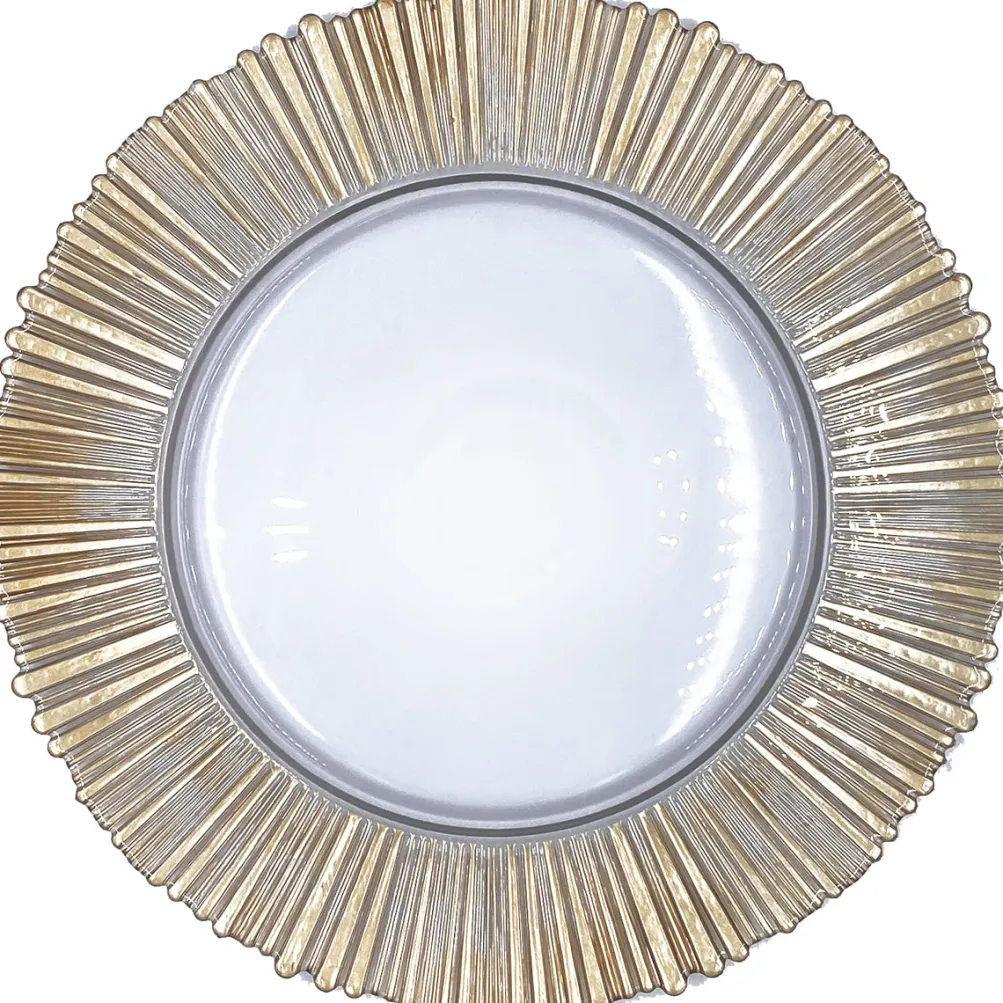 Solar - Glass Charger Plate in Gold (Item # 0309-B)