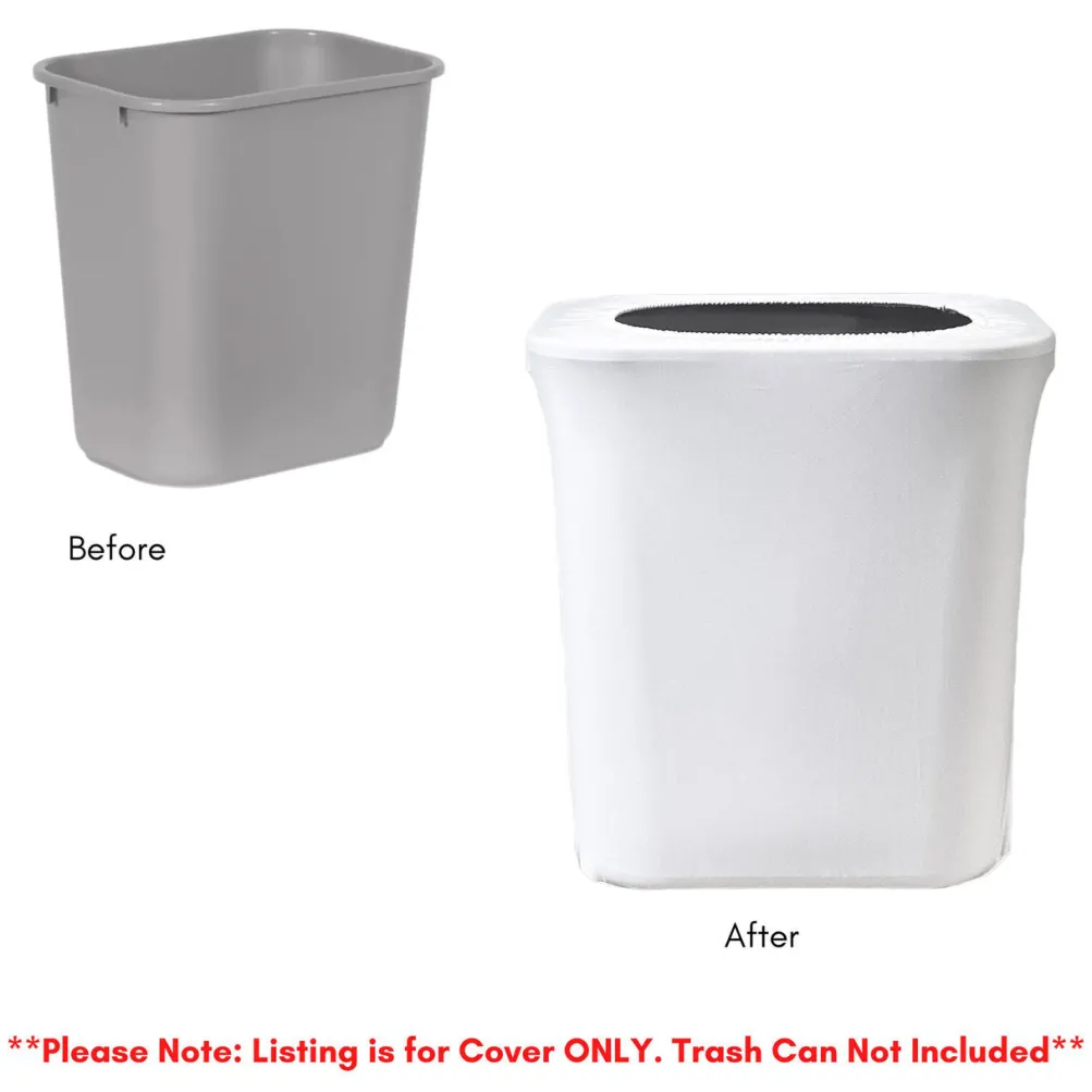 Spandex 7 Gallon Office Trash Can Cover in White
