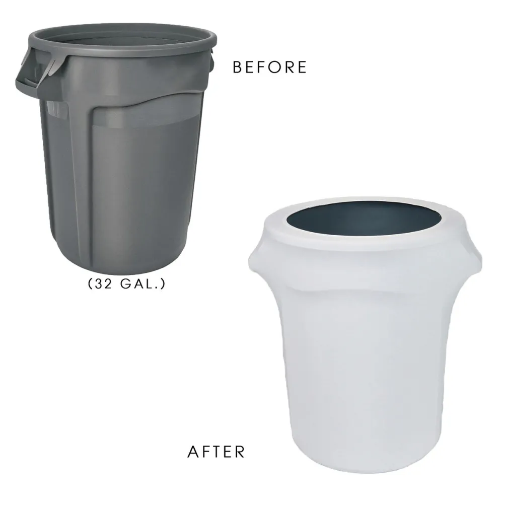 Spandex 32 Gallon Trash Can Cover in White