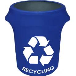 Spandex 32 Gallon Trash Can Cover in Royal Blue (w/ Recycling Logo)