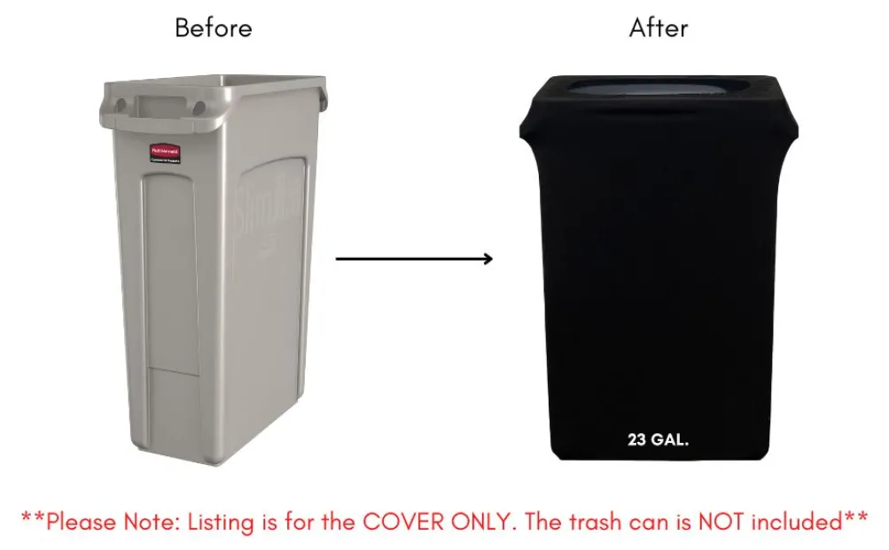 Spandex (Slim Jim) 23 Gallon Trash Can Cover in Black