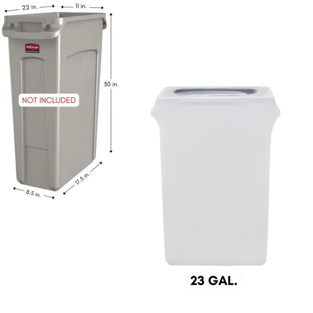 Spandex (Slim Jim) 23 Gallon Trash Can Cover in White